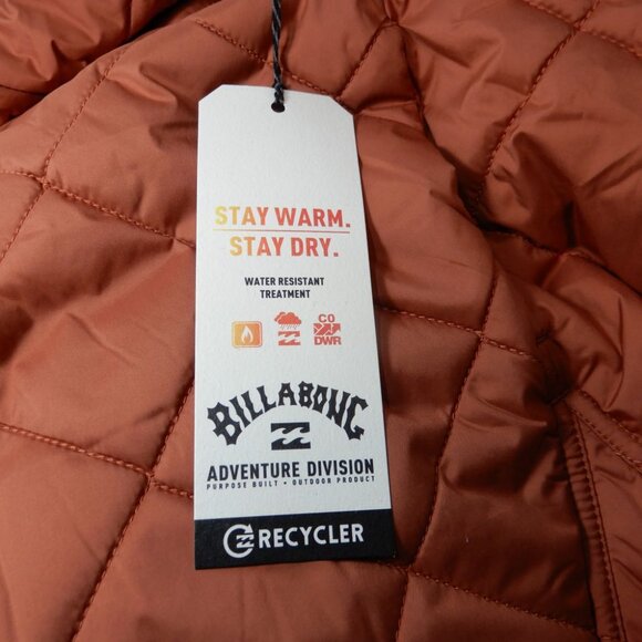 Billabong Transport Shacket Snap Front Overshirt Jacket Size L Rust Quilted NEW - Picture 9 of 12